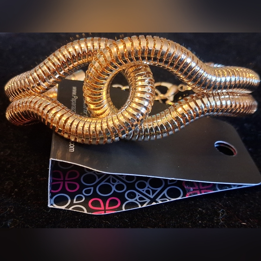 Paparazzi Gold-Tone Twisted Coil Statement Bracelet